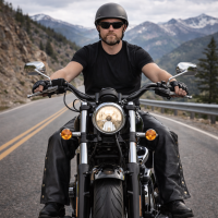 Diamond Plate Rock Design Genuine Buffalo Leather Motorcycle Chaps