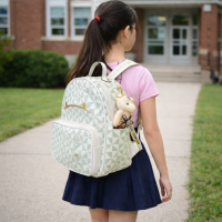 Small Backpack for Girls with bunny Geometric Design