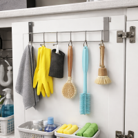 Below Sink Cabinet Hook Rack Hanger Thin Doors (2 Pack) Kitchen Pantry Bathroom