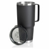 Maxam 64oz Black Double Vacuum Wall Tumbler With Handle and Lid