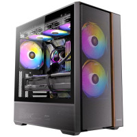 Antec Flux Rear, 5 PWM Fans Included, F-LUX Platform, Front PSU Chamber, Back Connect Motherboard Support, Premium Wood Accents, Tempered Glass, 360mm Top Radiator Support, Mid-Tower ATX PC Case