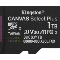 Kingston SDCS3/1TBSP 1TB MICSDXC CANVAS SELECT PLUS GEN3 150R A1 SINGLE PACK W/O ADP