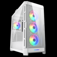 Cougar Gaming Mid Tower Case, Supporting 390mm Graphics Card with Controller, Four Fans and Two Distinct Front Panels Included (Mesh and Tempered Glass) (White)