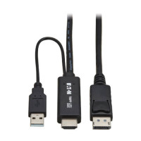 Eaton P567-01M-4K6 HDMI DISPLAYPORT ACTIVE ADAPTER M/M 4K 60 HZ USB POWER BLACK 1M