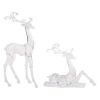 Modern Clear Acrylic Holiday Deer Figurine (Set of 2)