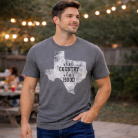 Men's Graphic Print T-Shirt Texas Tee - A Little Country A Little Hood Crew Neck - Short Sleeve - Fashion Tee