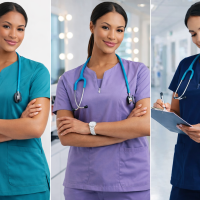 Premium Medical Scrubs Tops Only Comfort Fit Straight & Side Pockets 3 colors