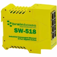 Brainboxes SW-518 INDUSTRIAL 8 PORT GB ENT SWITCH DIN RAIL MOUNTABLE +5V TO +30V DC