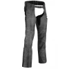 Ladies Lightweight Distress Gray Leather Chap w/Grommeted Twill and Lace Highlights