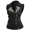 Women's Denim Vest with Studded Collar Available in Black or Blue