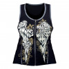 Fluer Wings and Fluer De Lis Black Tank Topwith Zipper and Studs
