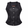 Ladies Lightweight Naked Goatskin Leather Vest with Grommets, Twill and Lace Highlights