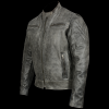 Men's Distressed Gray Padded Vented Leather Scooter Jacket