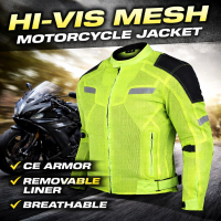 Men’s Mesh Motorcycle Jacket CE Armor High Visibility w/ Insulated Liner