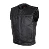 Men's Zipper and Snap Closure Leather Club Vest Quick Access Gun Pocket w/ Paisley Liner