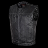 High Mileage Men's Zipper and Snap Closure Leather Club Vest Quick Access Gun Pocket w/Paisley Liner