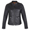 High Mileage Ladies Lightweight Black Goatskin Jacket w/ Grommeted Twill and Lace Highlights