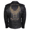 Men's Eagle Embossed Live To Ride Ride To Live Classic Black Leather Motorcycle Biker Jacket