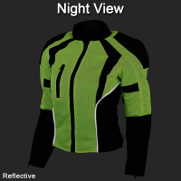 Women's High Visibility Green Mesh Motorcycle Riding Jacket with CE Armor