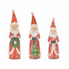Distressed Wood Design Santa Figruine (Set of 3)
