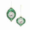 Vintage-Inspired Green Reflector Glass Ornaments Set of 12