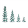 Flocked Seafoam Pine Tree with Carved Design (Set of 4)