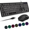 Macally Peripherals X9BLKEYLP7CB BACKLIT USB KEYBOARD MOUSE PC LARGE PRINT 7 COLOR BACKLIT