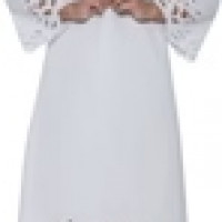 Divine Blessings Laser-Cut Hem Bell Sleeve Dress with Scalloped Edge Flowing Fit Style.