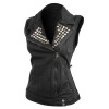 Vance Womens Black Denim Motorcycle Vest With Studded Collar
