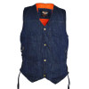 Vance Mens Blue Ten Pocket Denim Motorcycle Vest