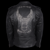 Mens Eagle Embossed Live To Ride - Ride To Live Classic Black Leather Motorcycle Jacket