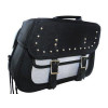 Black Studded Textile Motorcycle Saddlebags for Honda Yamaha Kawasaki Indian and Harley Davidson Motorcycles