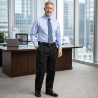 Men's Black Dress Pants  32x30 Pleated Cuffed