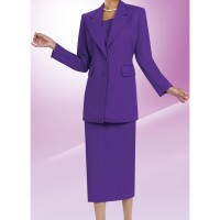 Ben Marc Purple Church Dress Classic Two-Piece Women's Skirt Suit with Blazer and Midi Skirt Set.